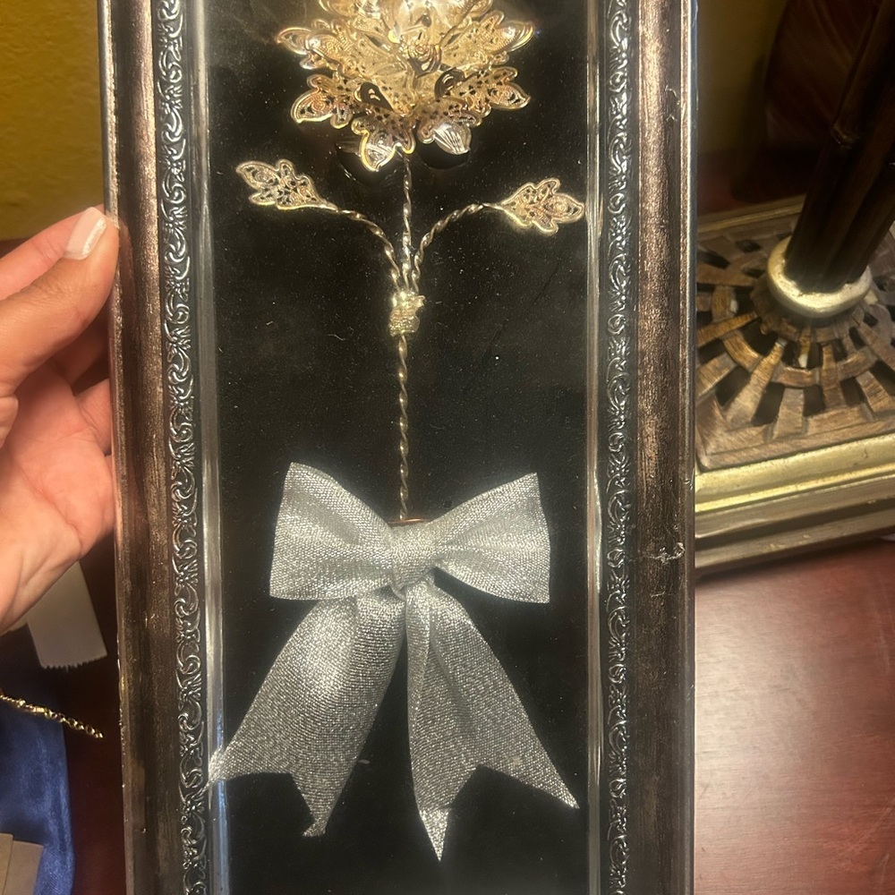SALE Silver flower frame decor from Middle East Esfahan